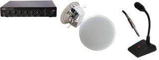 09-0001-000 - 35W Background Music System with Paging Mic & 4x Ceiling Speakers