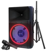 GSP-L2200PK - Bluetooth Speaker with Party Lights, Microphone & Speaker Stand, 15", 2.2kW