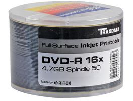 9070EDRPSN003 - 16x Speed Inkjet Printable DVD-R Blank DVDs - Spindle 50 Pack