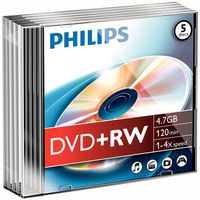 DW4S4S05F/10 - 4x Speed DVD+RW Blank DVDs - Slim Case 5 Pack