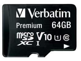 44084 - Premium U1 MicroSDXC Memory Card & SD Adaptor, 64GB