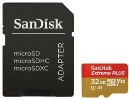 SDSQXBG-032G-GN6MA - Extreme Plus MicroSDHC Class 10 U3 V30 A1 Memory Card, 32GB 100MB/s 90MB/s