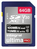 INSDX64G-100/70V30 - UltimaPro Premium SDHC UHS U3 V30 SD Memory Card 100MB/s, 64GB