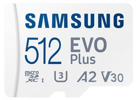 MB-MC512SA/EU - 512GB EVO Plus MicroSDXC Card with SD Adaptor, Class 10 UHS-I U3 160MB/s