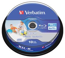 43804 - 6x Speed BD-R SL Wide Inkjet Printable Blank Blu-ray Discs, 10 Pack Spindle