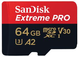 SDSQXCU-064G-GN6MA - Extreme Pro MicroSDXC Class 10 A2 U3 V30 Memory Card, 64GB 200MB/s 90MB/s