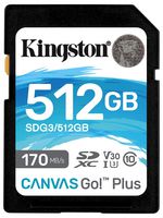 SDG3/512GB - 512GB Canvas Go! Plus SDXC Memory Card, Class 10 UHS-I U3 V30 170MB/s Read