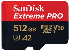 SDSQXCD-512G-GN6MA - Extreme Pro MicroSDXC Class 10 A2 U3 V30 Memory Card, 512GB 200MB/s 140MB/s