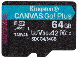 SDCG4/64GB - 64GB Canvas Go! Plus MicroSDXC Memory Card, Class 10 A2 UHS-I U3 V30 200MB/s Read