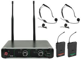 SU20-B-RG - Dual UHF Beltpack/Lavalier Microphones Wireless Kit, Red/Green