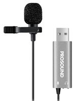 PROS-11AU4 - ProSound USB Omnidirectional Electret Condenser Lavalier Microphone with 3.5mm Audio Socket