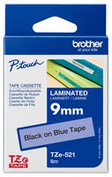 TZE521 - P-Touch Label Tape Black on Blue 3/8" / 9mm