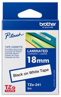 TZE241 - P-Touch Label Tape Black on White 3/4" / 18mm