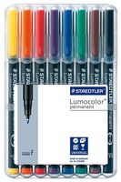 318WP8 - Fine Tip Lumocolor Permanent Marker Pens - Pack of 8 Assorted Colours