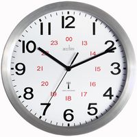 74457 - Radio Controlled 24Hr Wall Clock 25cm - Brushed Aluminium