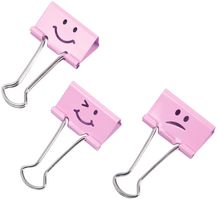1349 - 19mm Pink Emoji Foldback Clips - Pack of 20