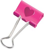 1357 - 19mm Pink Heart Foldback Clips - Pack of 20
