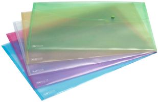 0697 - A3 Plastic Popper Document Wallets - Pack of 5 Assorted Pastel Colours