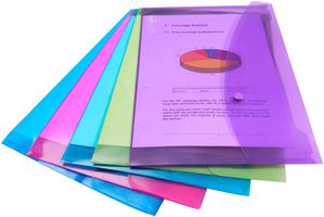 0689 - A5 Plastic Popper Document Wallets - Pack of 5 Assorted Bright Colours