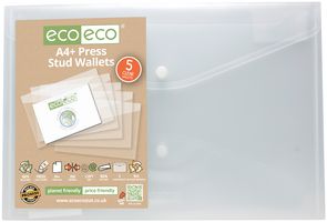 ECO033 - 95% Recycled A4+ Press Stud Wallets - Pack of 5