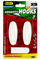 W2117154 - 80mm x 29mm Self Adhesive Hooks, 2 Pack