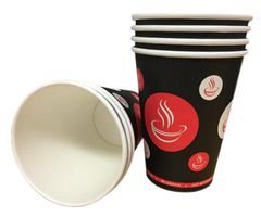 NWT268 - 8oz Belgravia Single Walled Red & Black Paper Cups - Pack of 1000