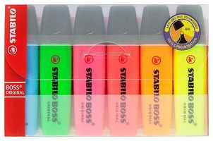 70/6 - Stabilo Boss Original Chisel Tip Highlighters, Pack of 6