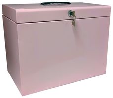 FPA4PP - A4 Metal File Box with 5 Suspension Files, Pastel Pink