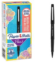 S0190973 - Flair Felt Tip Colouring Pens, Black 12 Pack