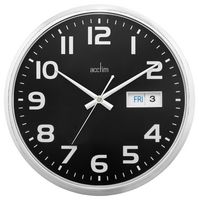 21023 - Supervisor 320mm Wall Clock with Day & Date, Black / Chrome