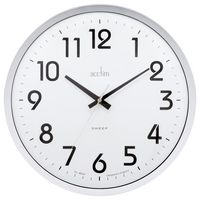 21287 - Orion 320mm Silent Sweep Non-Ticking Wall Clock, White / Chrome
