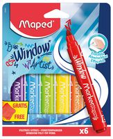 844822 - Marker'Peps Window Felt Tip Pens, 6 Pack Assorted