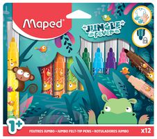 846900 - Jungle Fever Jumbo Felt Tip Colouring Pens, 12 Pack Assorted