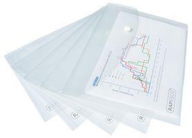 1588 - A5 Transparent Popper Wallets, Clear 5 Pack