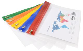 1502 - A5 Zippi Document Bags with Metal Zip, Assorted 5 Pack