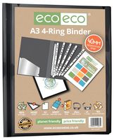 ECO087 - A3 4 Ring Presentation Binder, Black
