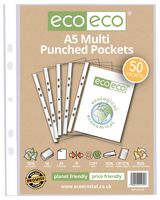 ECO132 - A5 Multi Punched Pockets, 50 Pack