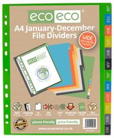 ECO082 - A4 Wide Index File Dividers, January - December
