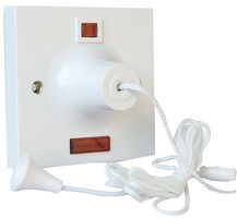 3164 WHI - 50A 1 Way Pull Cord Switch with Neon