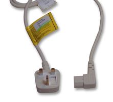 PE01074 - UK Mains Plug with 5A Fuse to Right Angled IEC C13 Mains Lead, 2m White