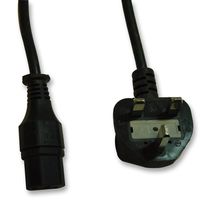 PE01059 - UK Mains Plug with 5A Fuse to IEC C13 Socket Mains Lead, 2m, Black