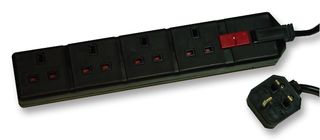 EXS13/42 BLACK - Heavy Duty 4 Way Extension Lead, 13A Fused 2m Black