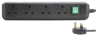 1150403 - Eco-Line 4 Gang Switched Extension Lead, 1.5m Black