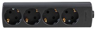 PL03868 - 4 Gang Schuko European Extension Block, Black