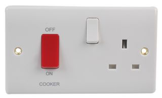 871 - 45A DP Cooker Control Switch with Socket, White