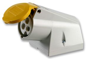 PE1643PPB - 16A, 110V, Surface Mount CEE Socket, 2P+E, Yellow, IP44