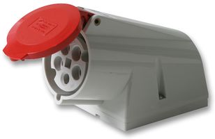 PE3265PPB - 32A, 415V, Surface Mount CEE Socket, 3P+N+E, Red, IP44