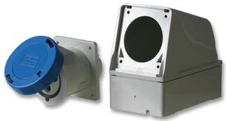 PEW6363PPA - 63A, 240V, Surface Mount CEE Socket, 2P+E, Blue, IP67