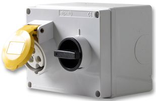 SQ1643CA - 16A, 110V, Switched Interlocked CEE Socket, 2P+E, Yellow, IP44