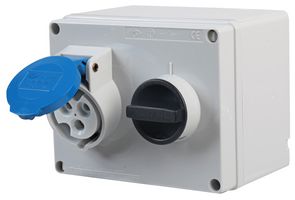 SQ1663CA - 16A, 240V, Switched Interlocked CEE Socket, 2P+E, Blue, IP44